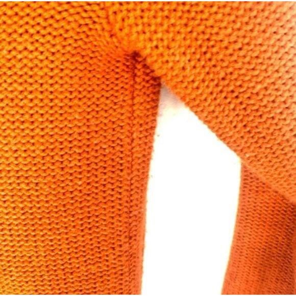 Orange Chunky Knit Open Front Cardigan Sweater Long Sleeve Textured Knit Medium - Picture 3 of 8